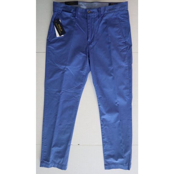 Polo Ralph Lauren Men Sz 32x32 Blue Stretch Straight Fit Washed Chino Pants - Picture 1 of 13